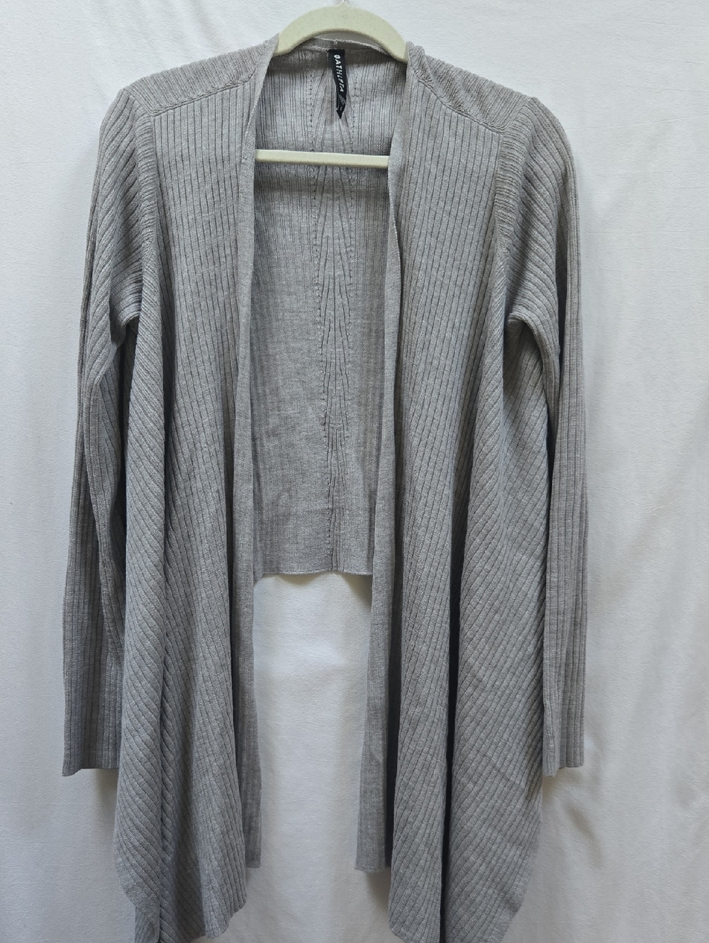 Athleta Light Gray Ribbed Open-Front Cardigan